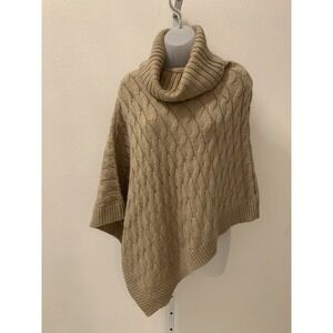 Steve Madden Cable Knit Metallic Turtleneck Poncho Size OS